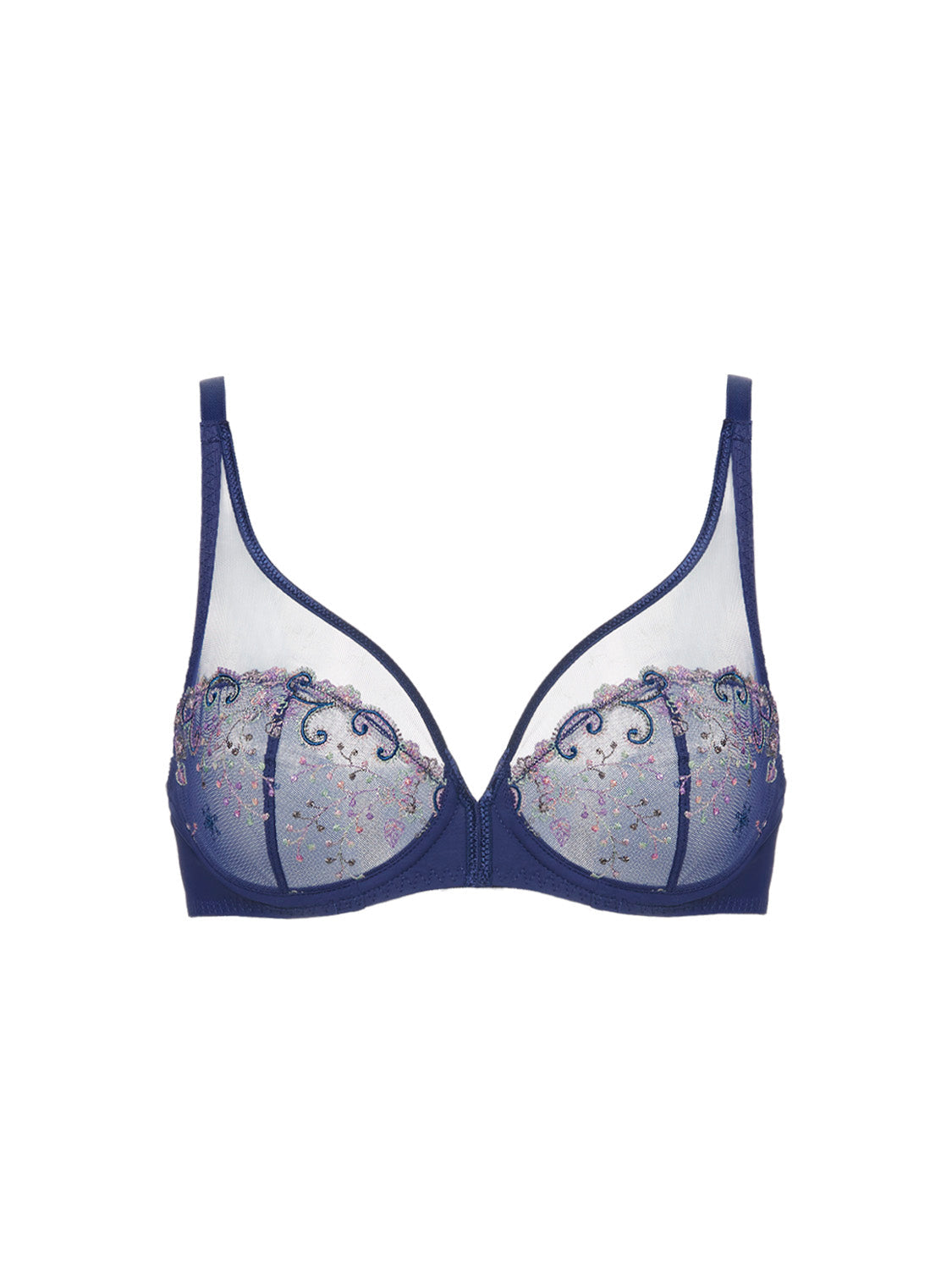 Triangel-BH, umschließend, mit tiefem Dekollet - Regenbogenblau