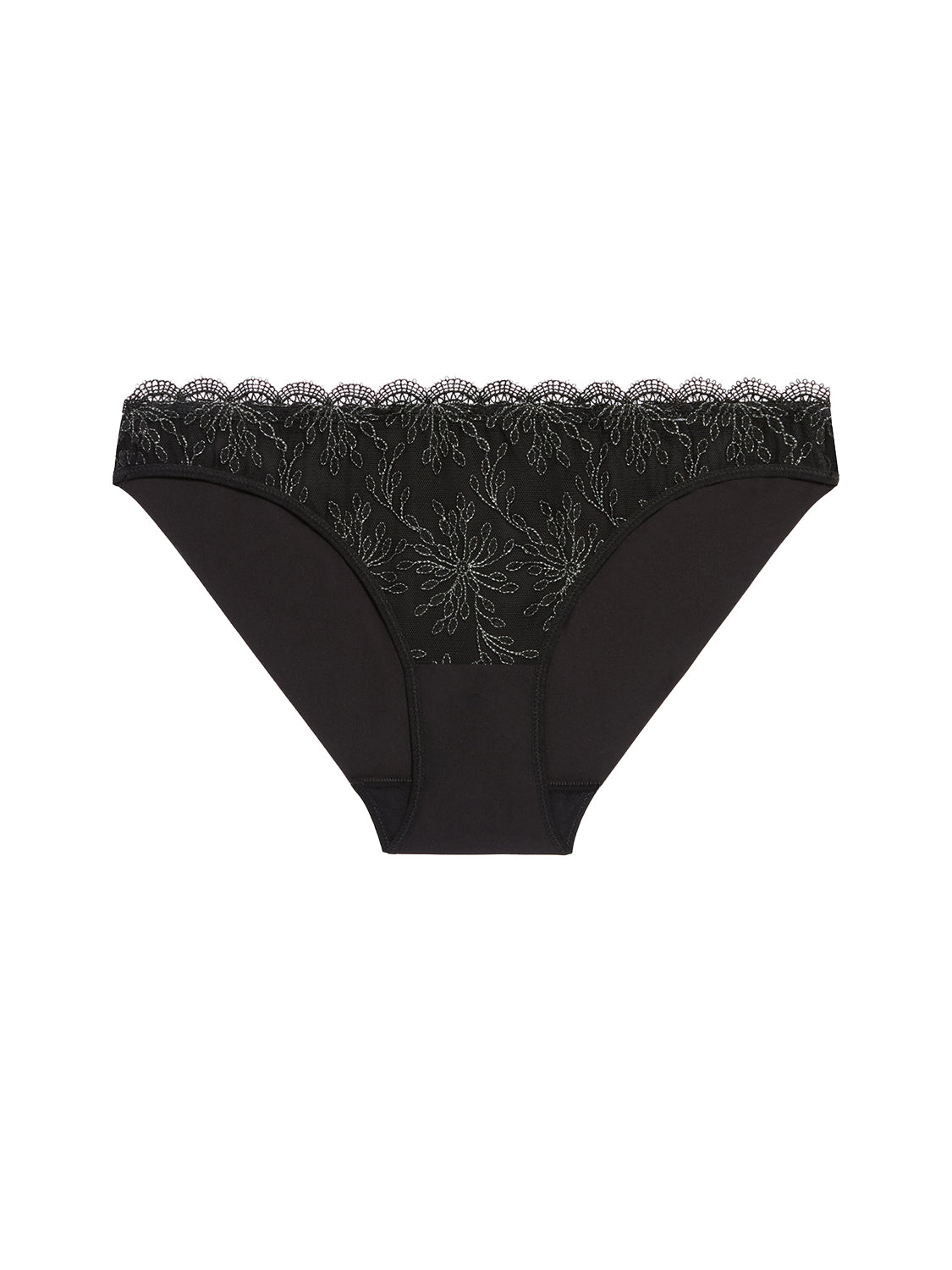Slip aus Stickerei und Mesh - Schwarz
