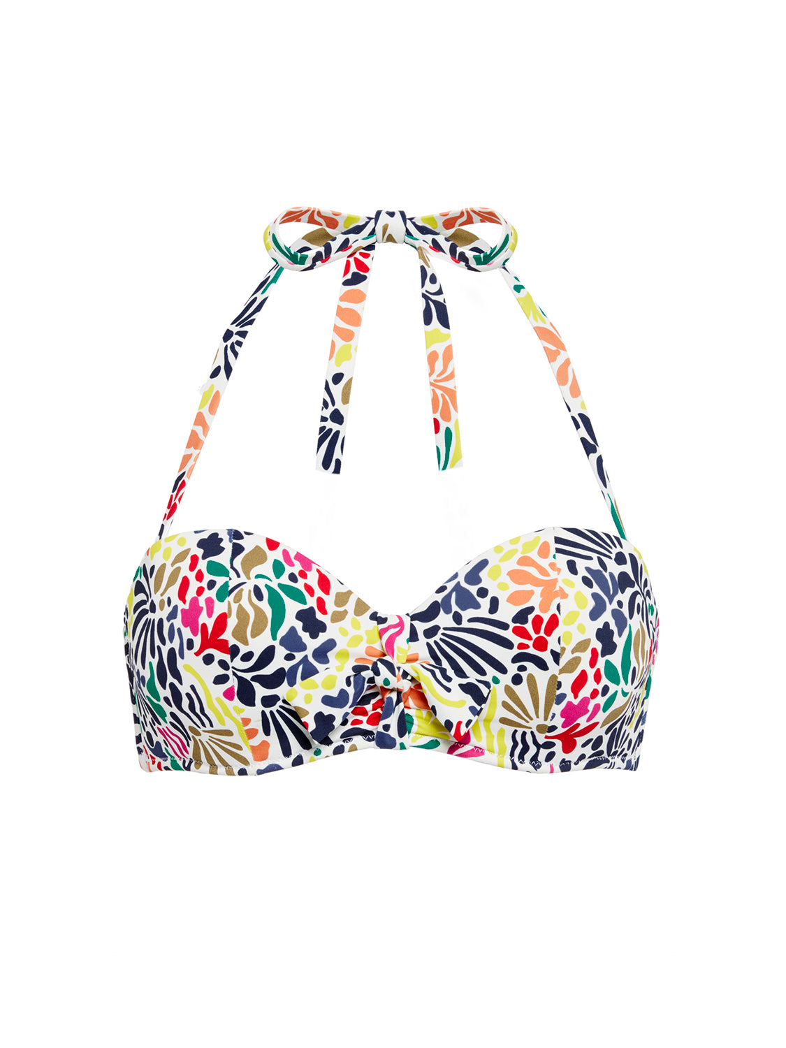 Bandeau-Bikinioberteil mit Schalen - Tropico-Print Weiß