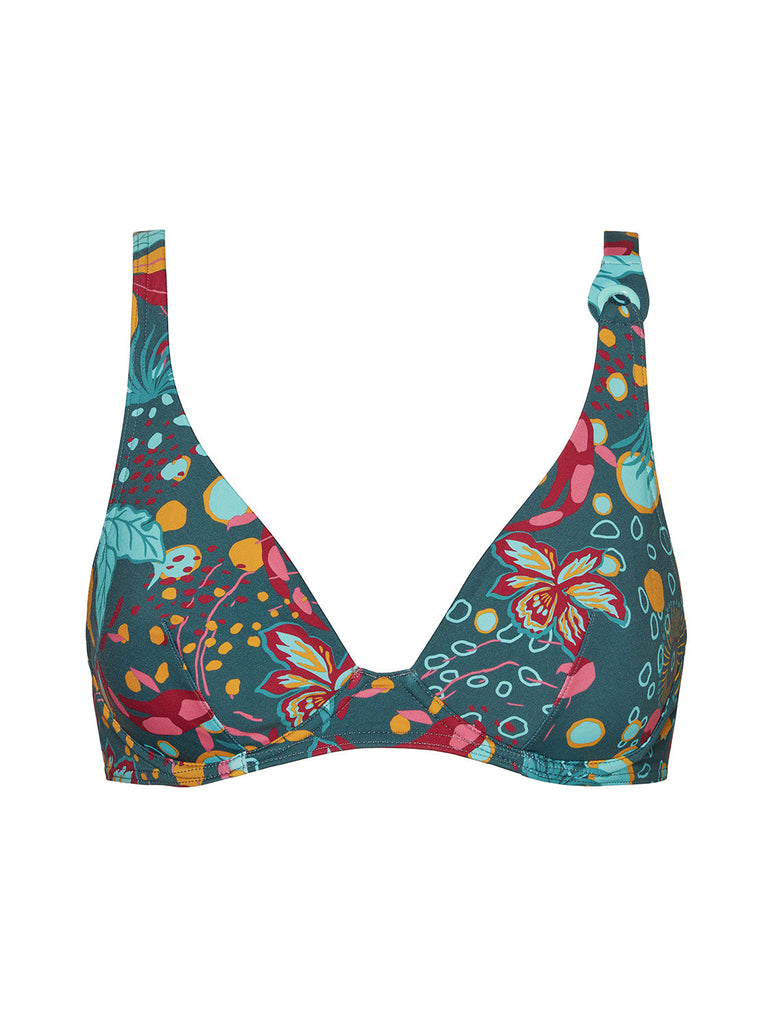 Triangel-Bikini mit bügelosem halt- Lagunengrün