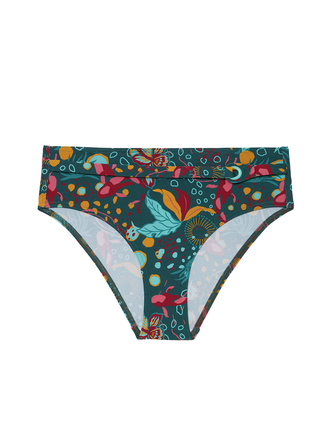 Bikini-Slip mit hohem Bund. - Lagunengrün