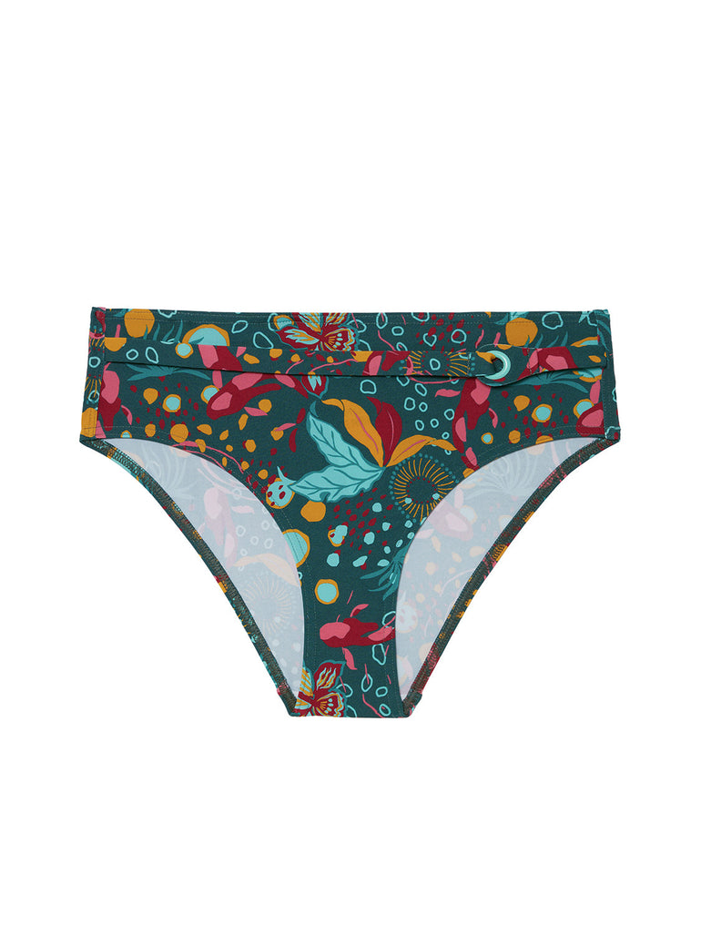 Bikini-Slip mit hohem Bund. - Lagunengrün