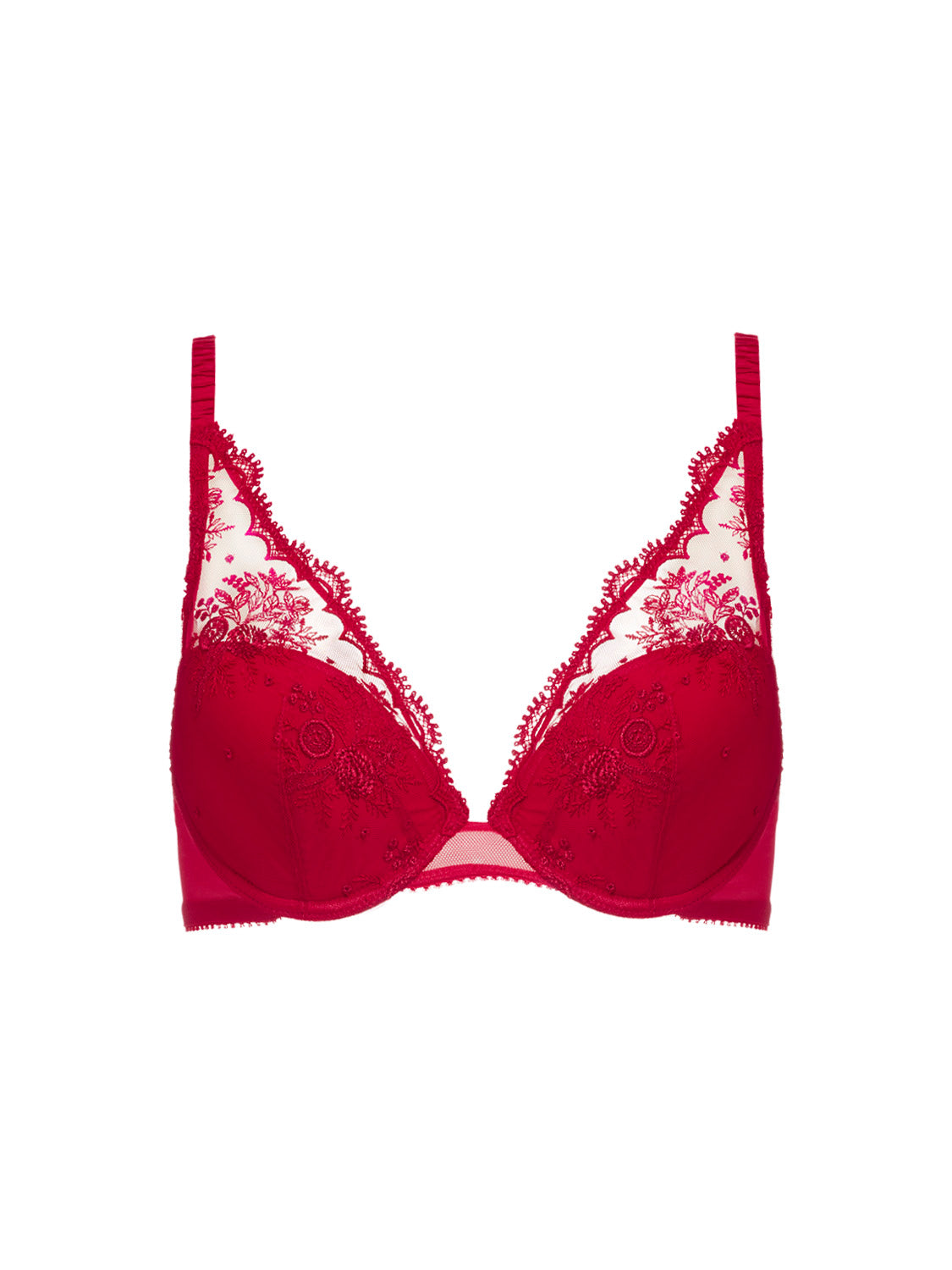 Push-up-BH mit tiefem Dekolleté - Opernrot