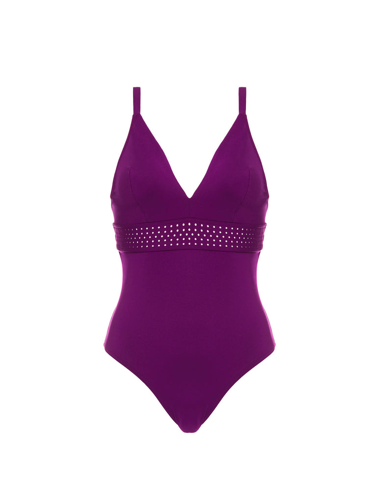 Badeanzug mit Bügeln. - Brombeere