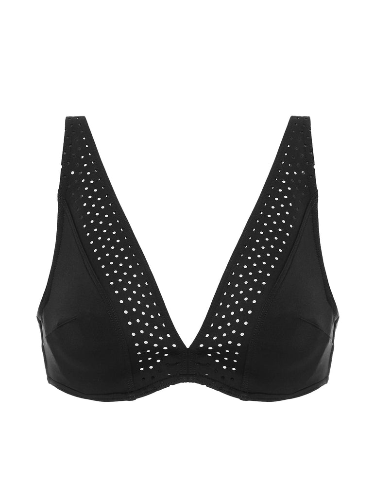 Triangel-Bikini mit bügelosem halt- Schwarz