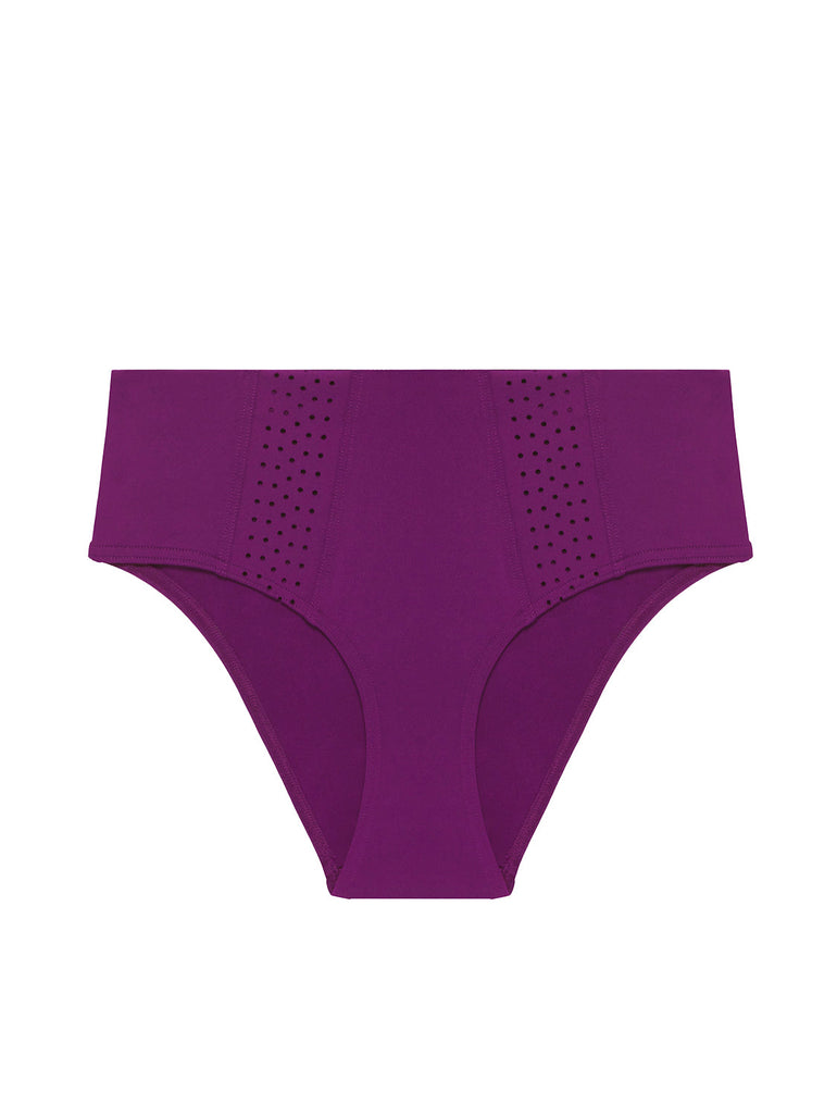 Bikini-Slip mit hohem Bund. - Brombeere