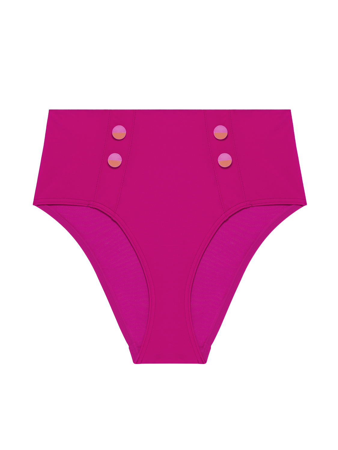Bikini-Slip mit hohem Bund. - Hibiskusrosa