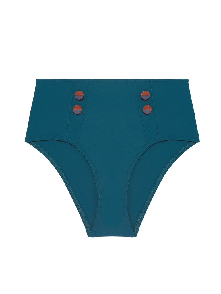 Bikini-Slip mit hohem Bund. - Mystery-Blue