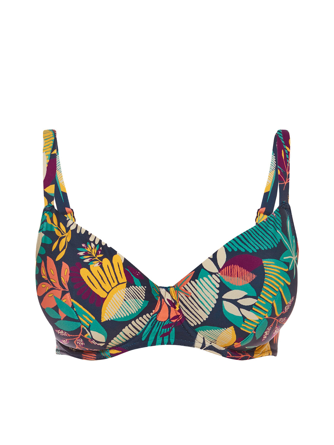 Bikini-Oberteil mit Bügeln. - Küstenblau-Print