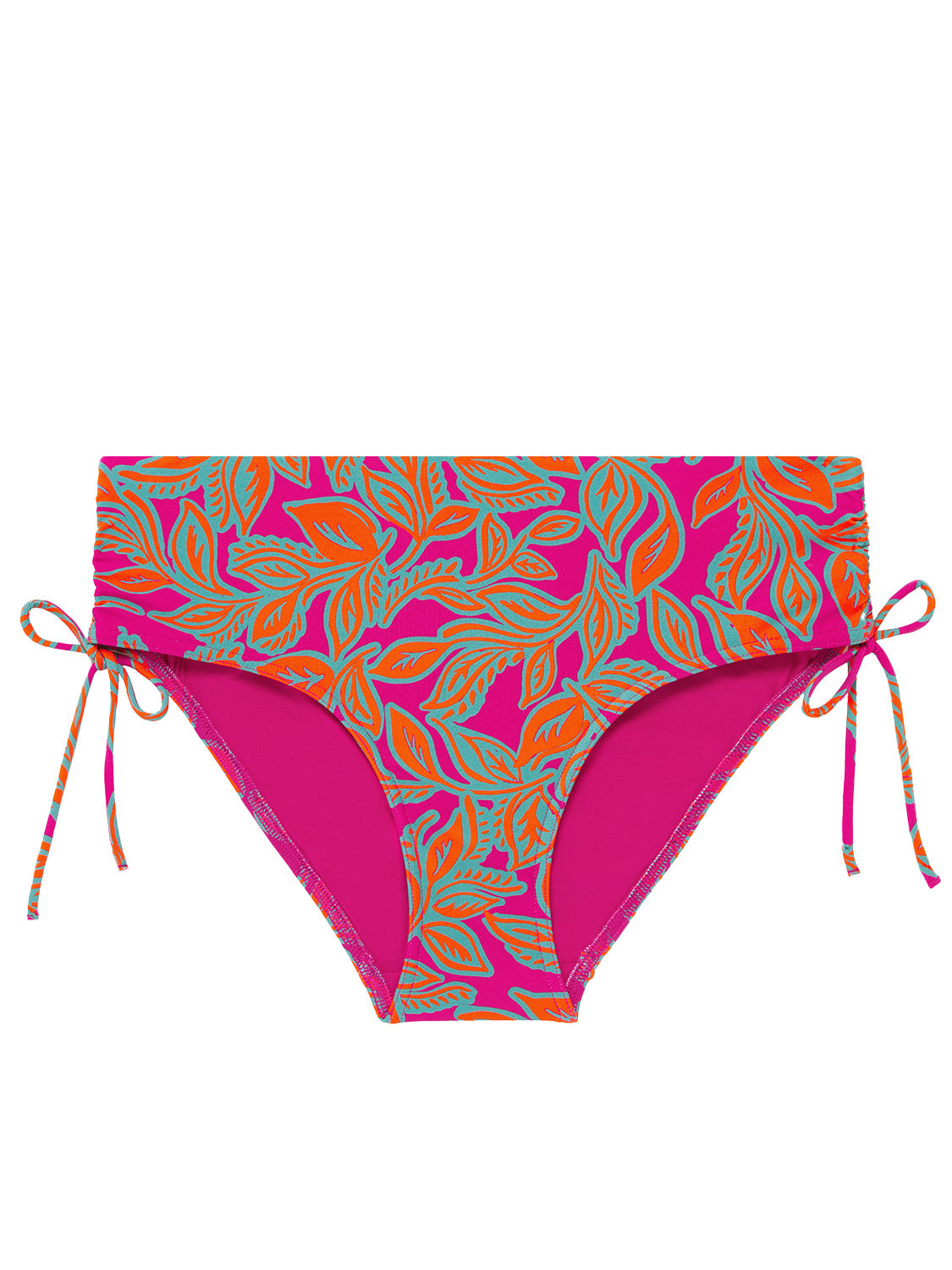 Bikini-Slip mit hohem Bund. - Menara-Rosa-Print