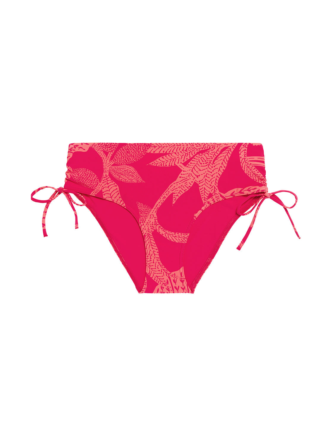 Bikini-Slip mit hohem Bund. - Leuchtend-Rosa-Print