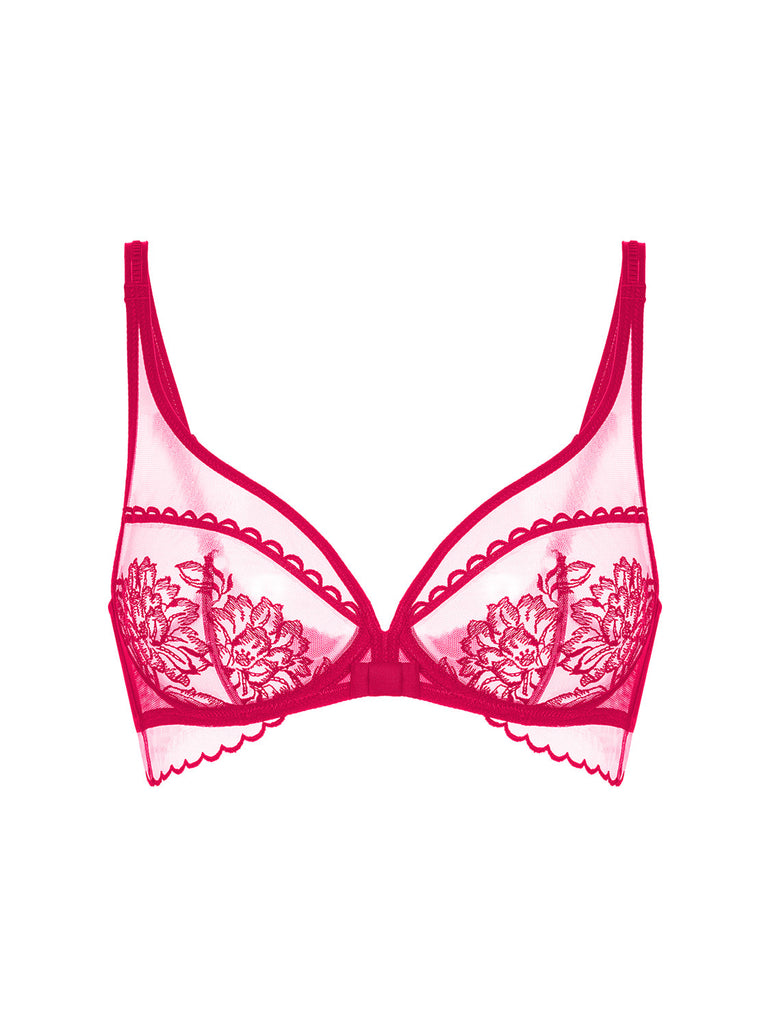 Bügel-BH mit tiefem Ausschnitt - Cranberry