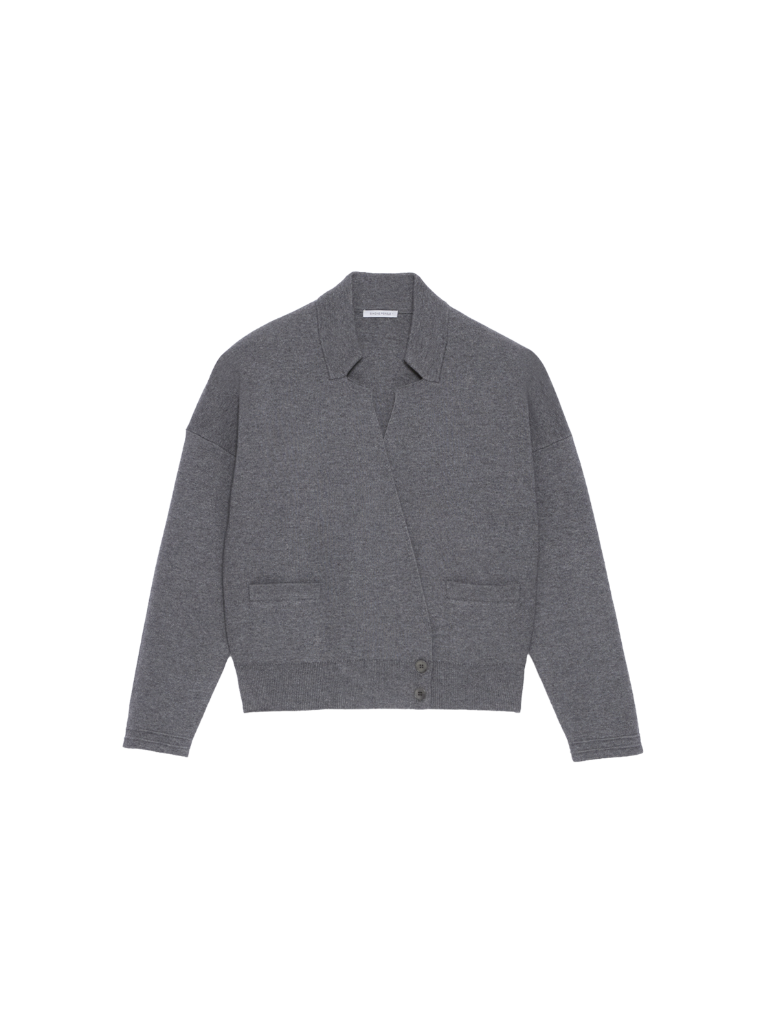 Cardigan aus Merinowolle und Baumwolle - Meliertgrau