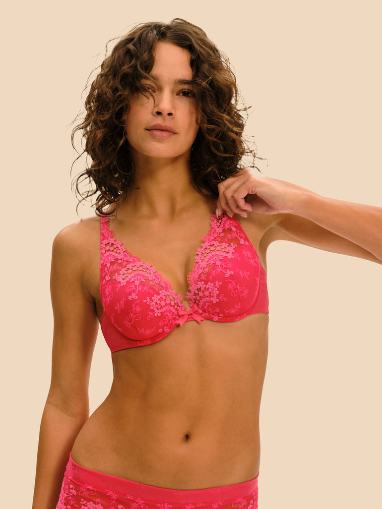 Plunge-Push-up-BH - Fabelhaftes Rosa