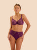 Taillen-Slip mit hohem Bund - Brombeere
