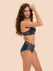 Taillen-Slip mit hohem Bund - Edelblau