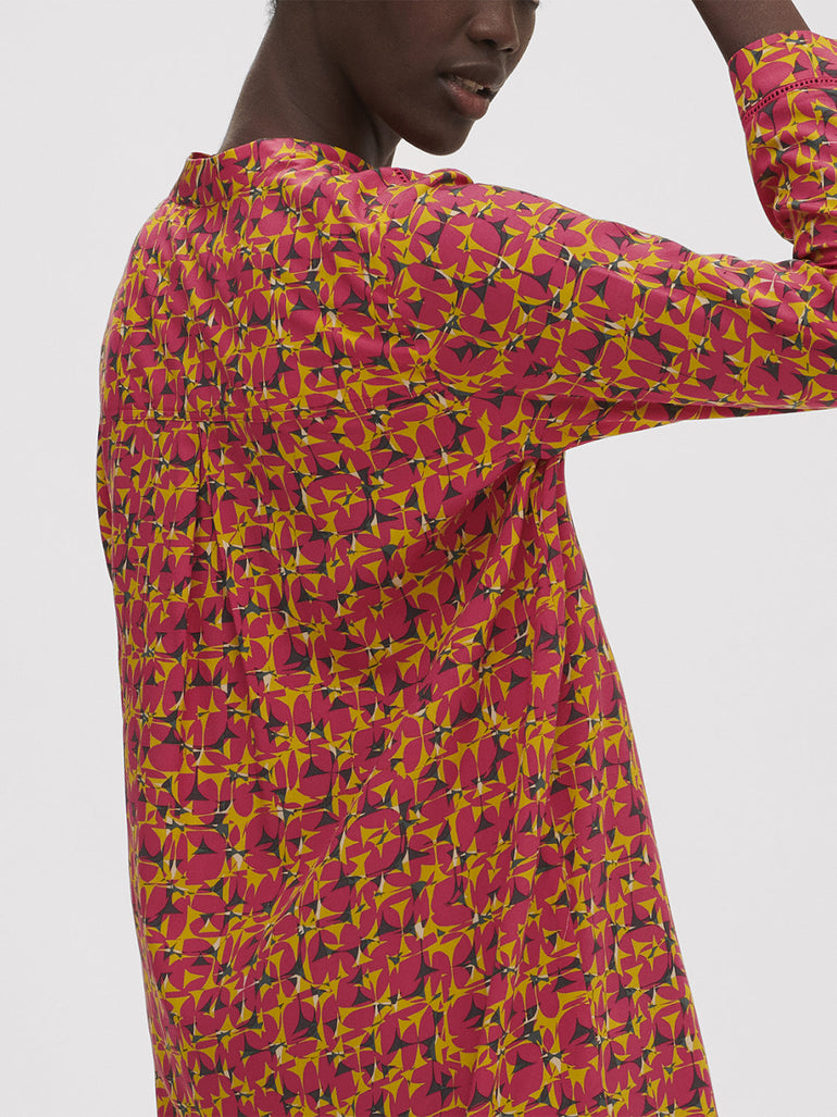 Langärmliges NachtHemdbluse - Groovy-Print