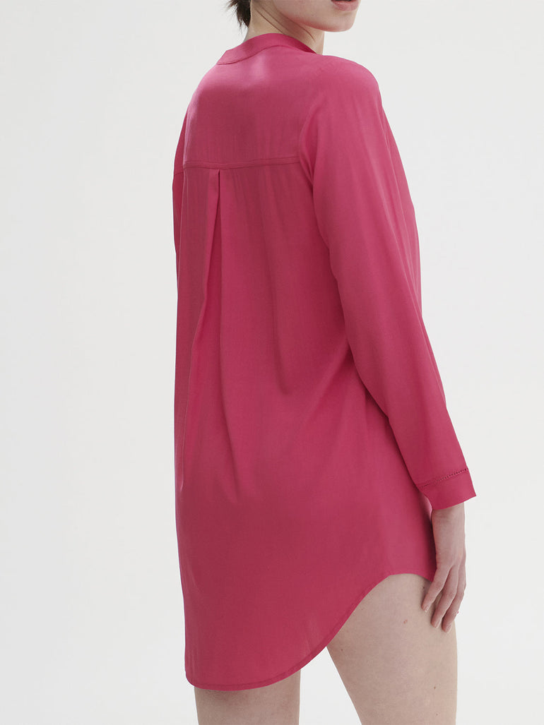 Langärmliges NachtHemdbluse - Pitaya-Pink