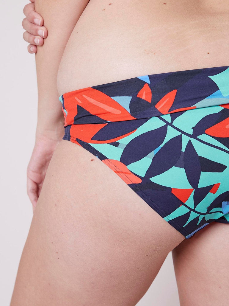 Bikini-Slip mit hohem Bund. - Tiefseeblau
