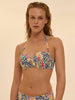 Bandeau-Bikinioberteil mit Schalen - Tropico-Print Weiß