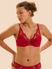 Push-up-BH mit tiefem Dekolleté - Opernrot