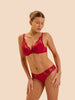Push-up-BH mit tiefem Dekolleté - Opernrot