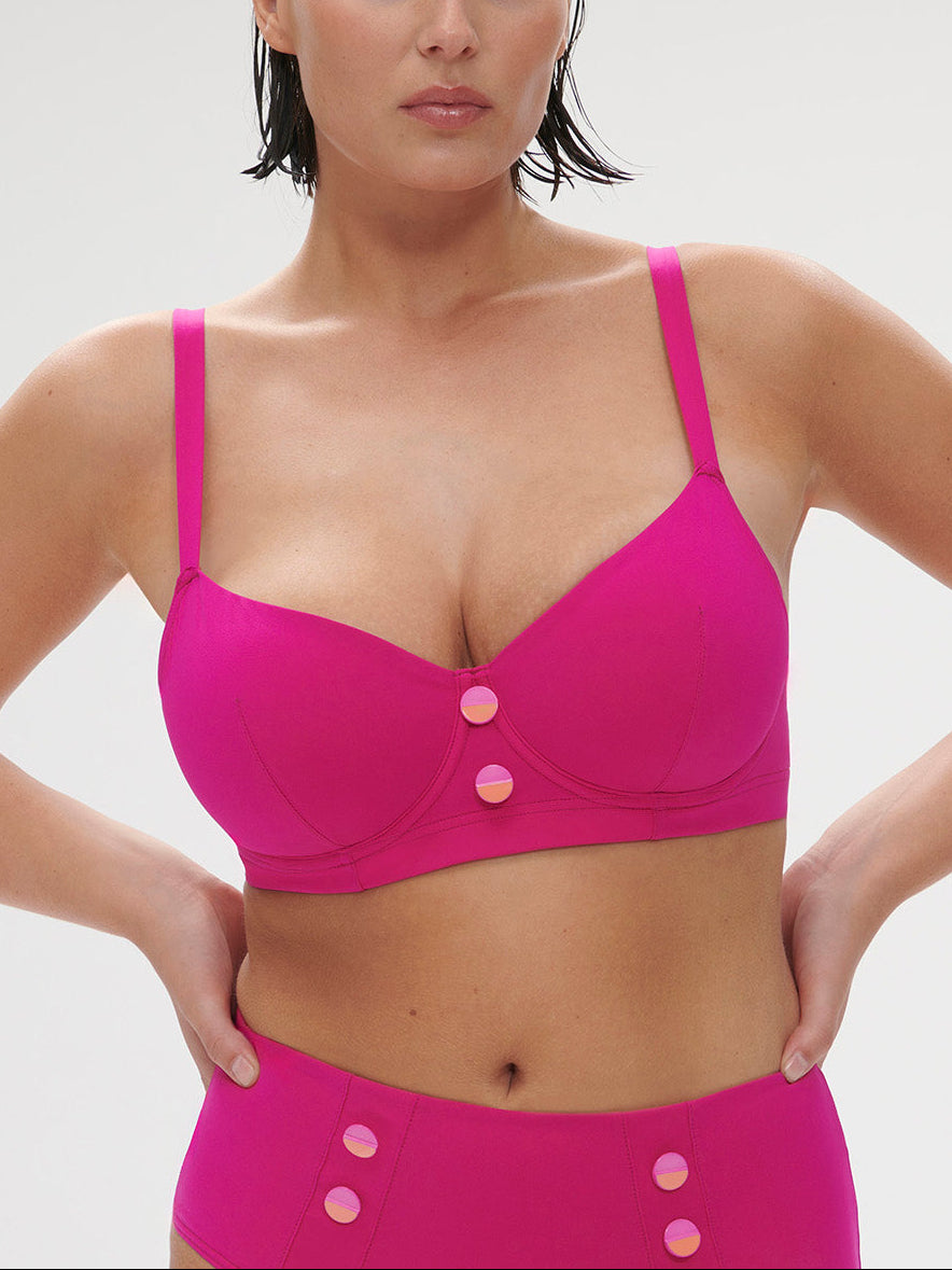 Bikini-Oberteil mit Bügeln. - Hibiskusrosa