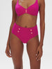 Bikini-Slip mit hohem Bund. - Hibiskusrosa