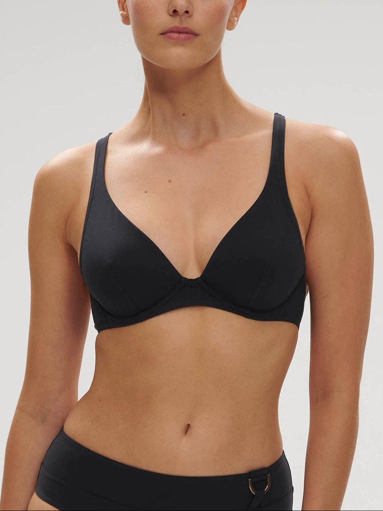 Triangel-Bikini mit bügelosem halt- Schwarz