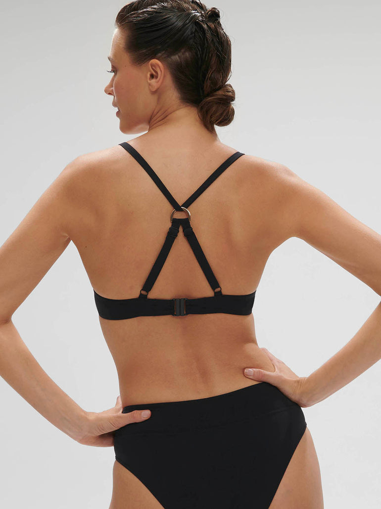 Triangel-Bikini mit bügelosem halt- Schwarz