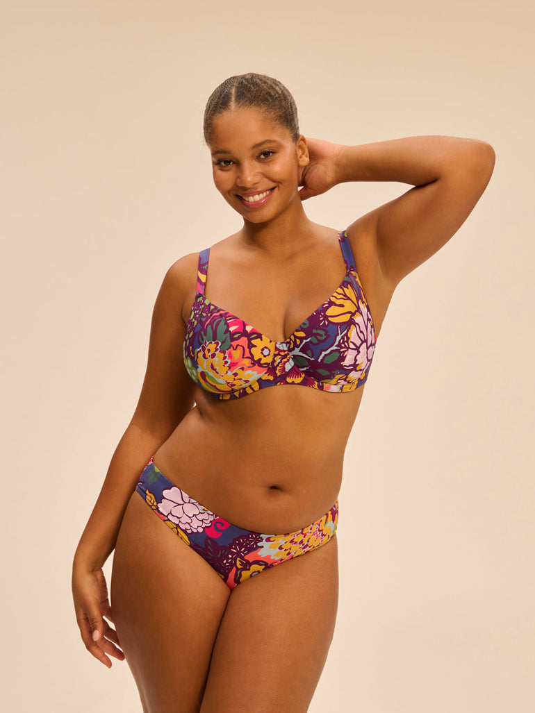Bikini-Oberteil mit Bügeln. - Blütenprint