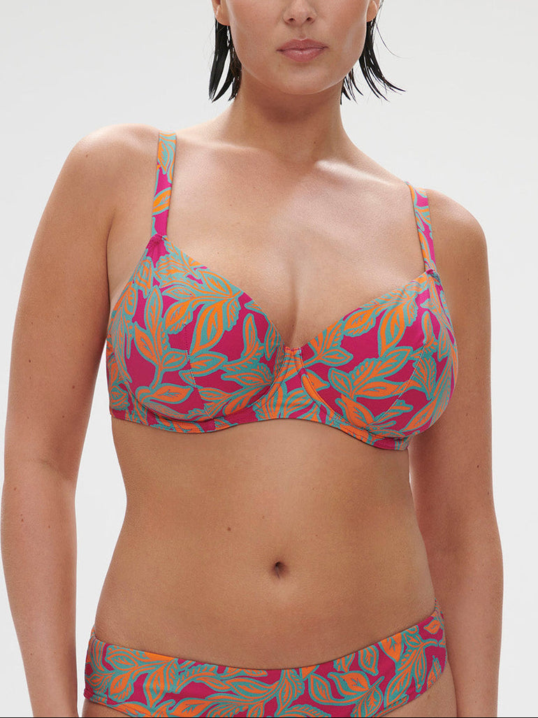 Bikini-Oberteil mit Bügeln. - Menara-Rosa-Print