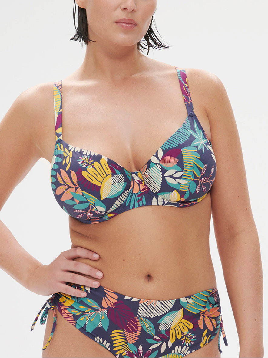 Bikini-Oberteil mit Bügeln. - Küstenblau-Print