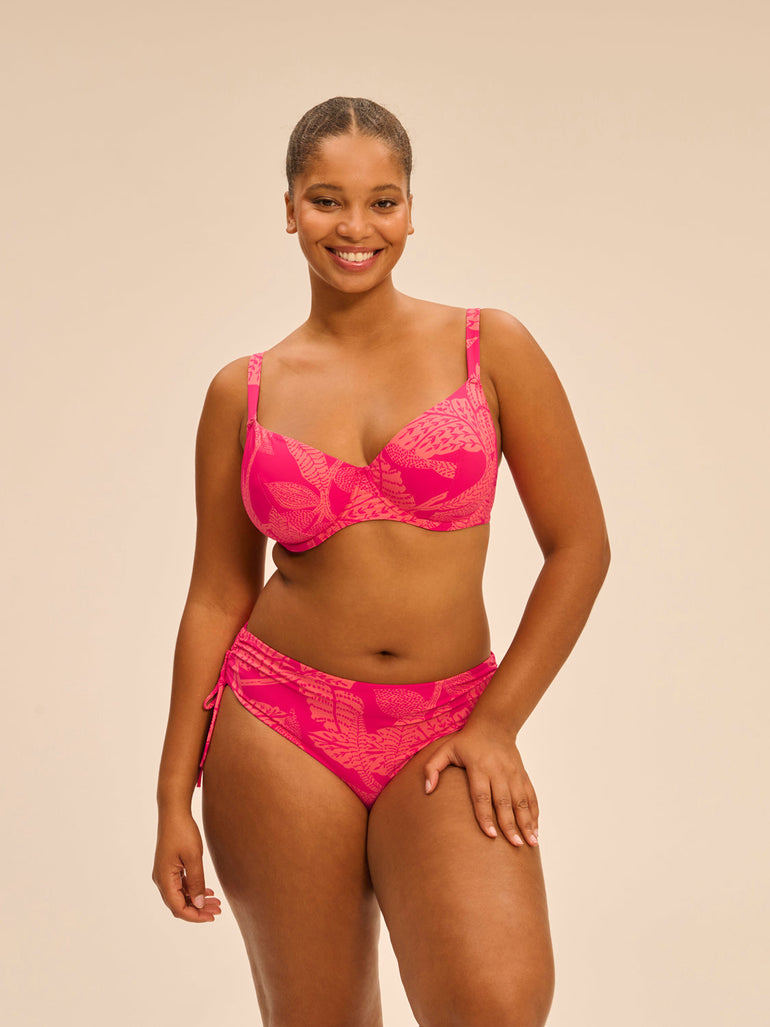 Bikini-Oberteil mit Bügeln. - Leuchtend-Rosa-Print