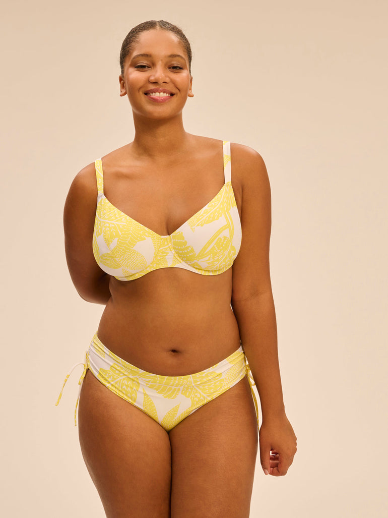 Bikini-Oberteil mit Bügeln. - Tempelbaum-Print