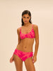 Bikini-Slip mit hohem Bund. - Leuchtend-Rosa-Print