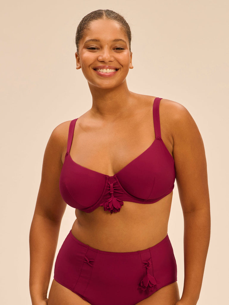 Bikini-Oberteil mit Bügeln. - Cranberry