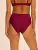 Bikini-Slip mit hohem Bund. - Cranberry