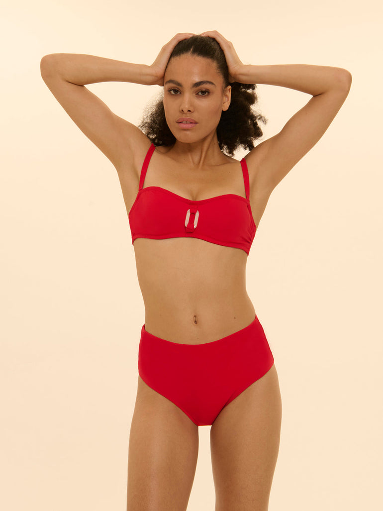 Bandeau-Bikini-Top mit Bügeln. - Scharlachrot