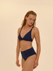 Triangel-Bikini mit bügelosem halt- Marineblau