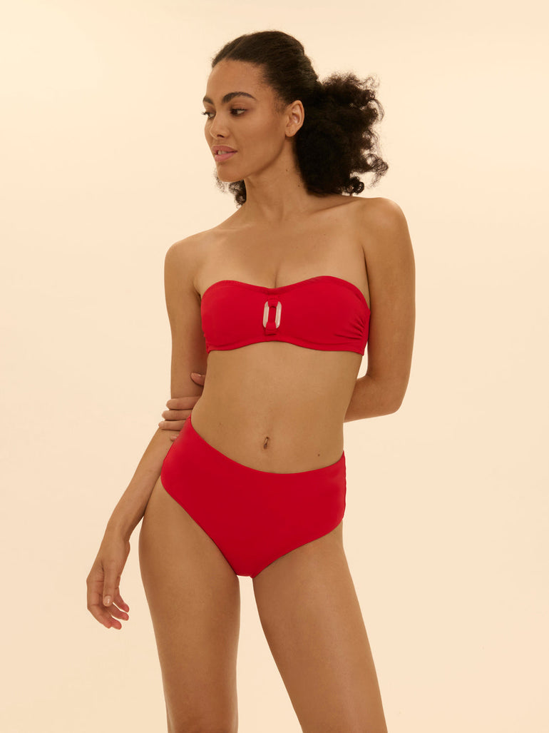 Bikini-Slip mit hohem Bund. - Scharlachrot