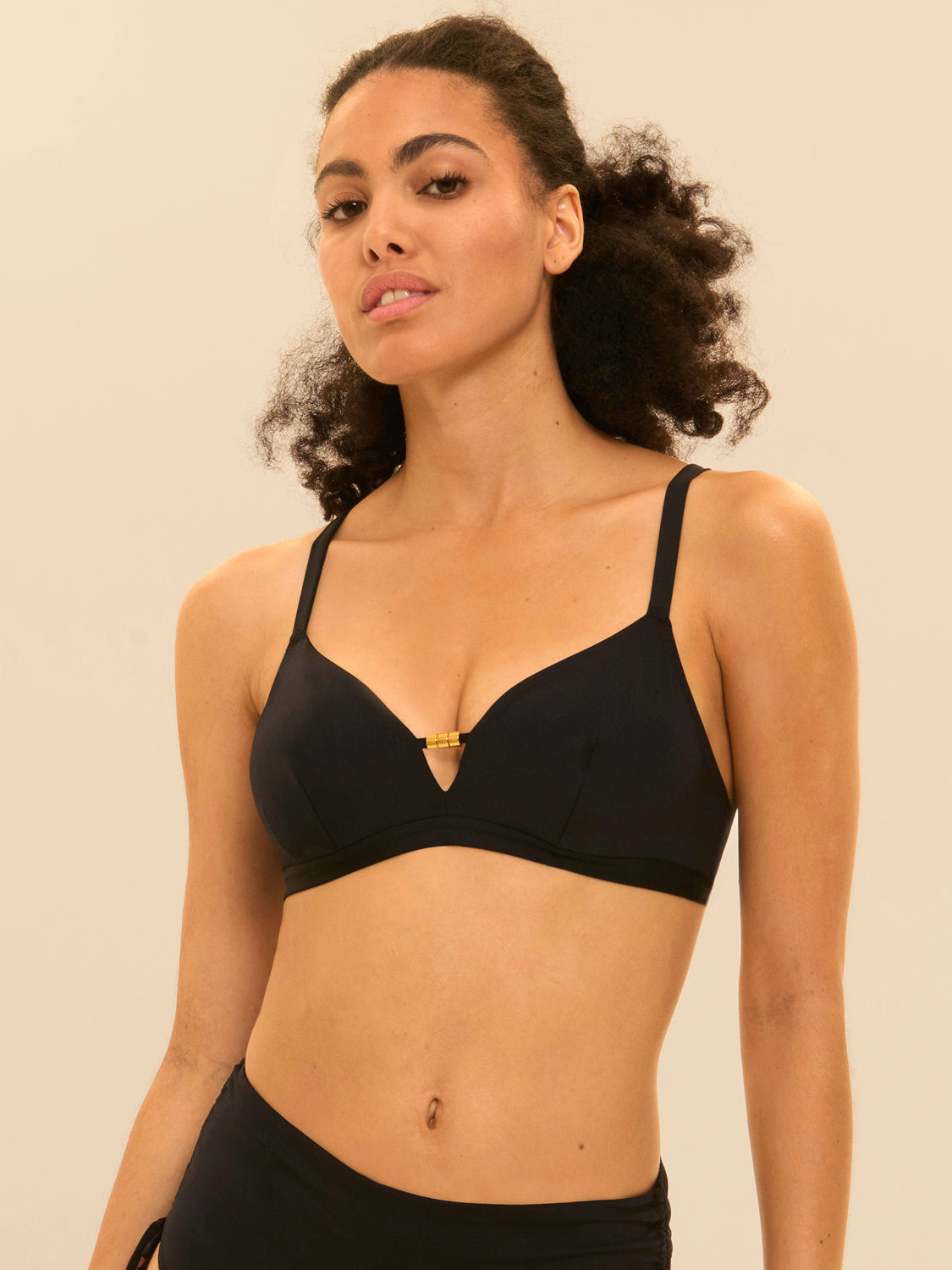 Triangel-Bikini mit Bügel - Schwarz