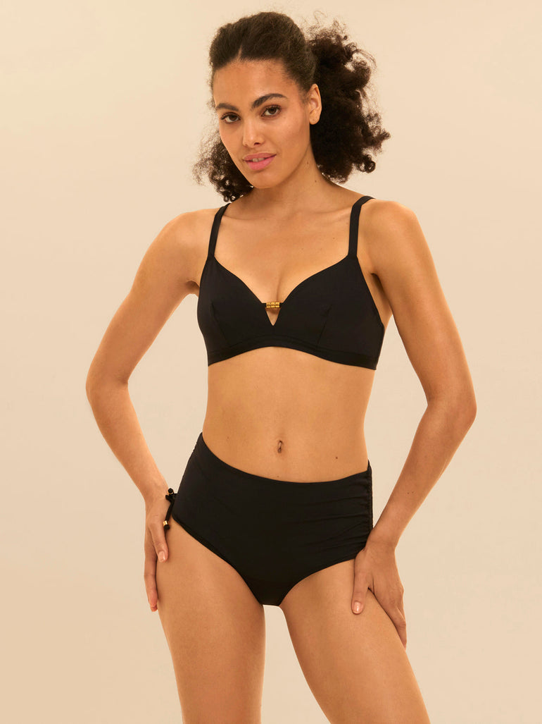 Bikini-Slip mit hohem Bund. - Schwarz