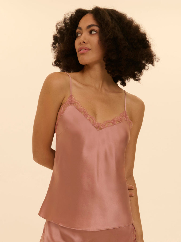 Top mit Stickerei - Smokey-Rosa