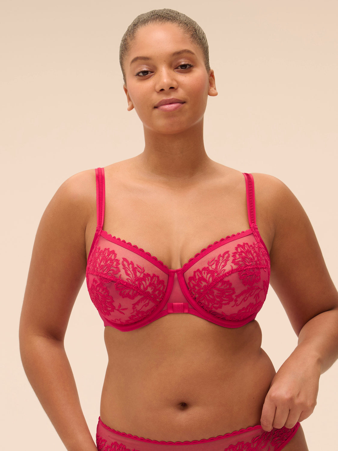 Full-Cup-BH mit eckigem Ausschnitt - Cranberry