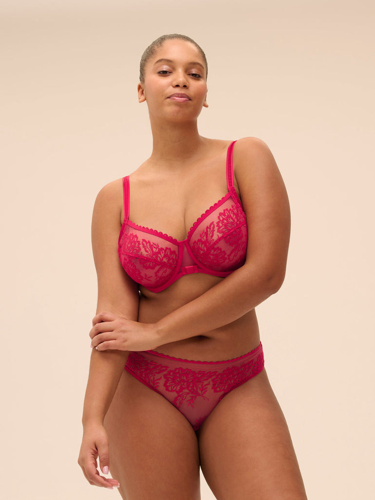 Full-Cup-BH mit eckigem Ausschnitt - Cranberry