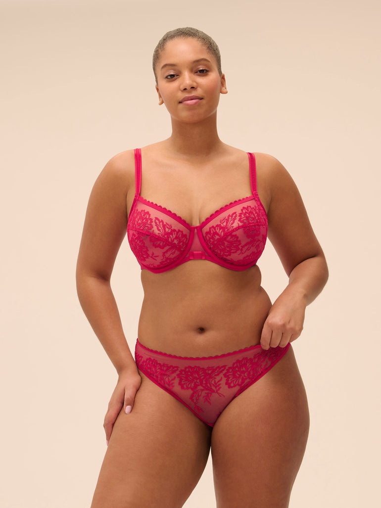 Full-Cup-BH mit eckigem Ausschnitt - Cranberry