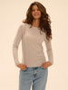 Langärmeliges Top - Meliertes Beige