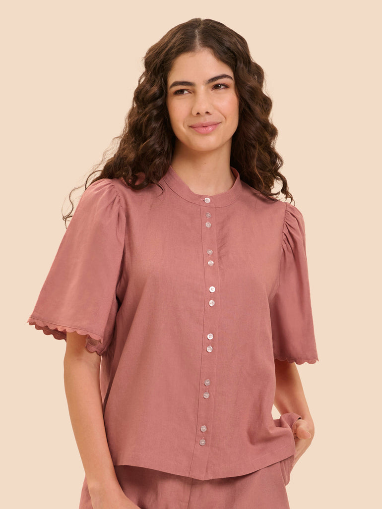 Hemdblusebluse - Smokey-Rosa