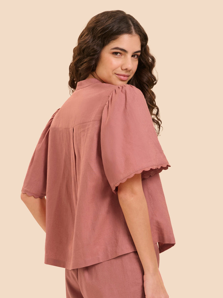 Hemdblusebluse - Smokey-Rosa